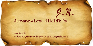 Juranovics Miklós névjegykártya